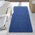 LOCHAS Luxury Bathroom Rug Shaggy Bath Mat 24 x 44 Inch, Washable Non Slip Bath Rugs for Bathroom Shower, Soft Plush Chenille Absorbent Carpets Mats, Blue