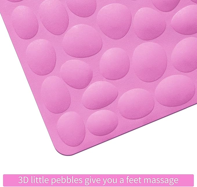 Non-Slip Bathtub Mat OTHWAY Soft Rubber Bathroom Bathmat with Strong Suction Cups (Pink, 16x40 inch)