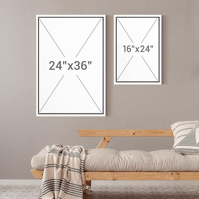 MUDECOR Framed Canvas Print Wall Art Set Abstract Leaf Branch Minimalist Nature-Inspired Beige and Brown Calm/Zen for Living Room, Bedroom, Office - 16"x24"x2 White