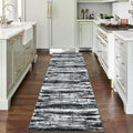 KOZYFLY Modern Abstract Hallway Runner Rug, 2.6x8 Washable Rug Runner Non-Slip Soft Striped Kitchen Runner Rugs, Black Navy Blue Grey Carpet Runner for Entryway Bathroom Laundry Room Foyer