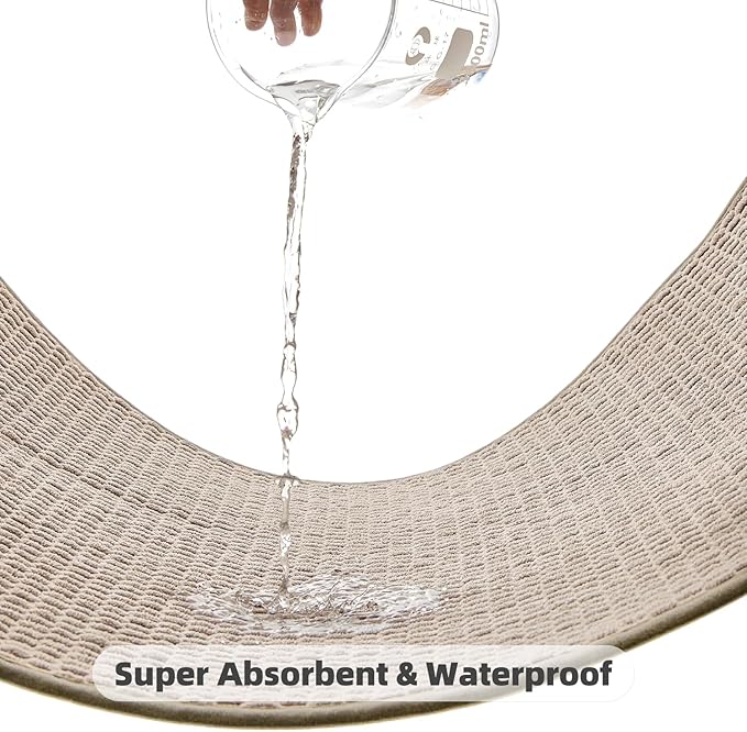 Bathroom Rugs Non Slip Washable, Super Absorbent Thin Bath Mat Quick Dry Low Pile Bathroom Rug, Beige 24"x47"