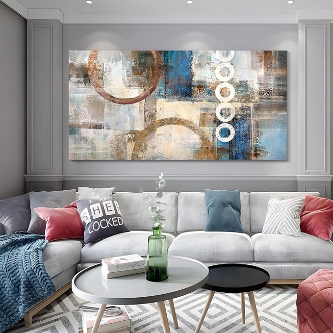 yiijeah Large Wall Art - Geometric Wall Decor Canvas Printed Picture Artwork Abstract Artfor Living Room Office Bedroom Decoration
