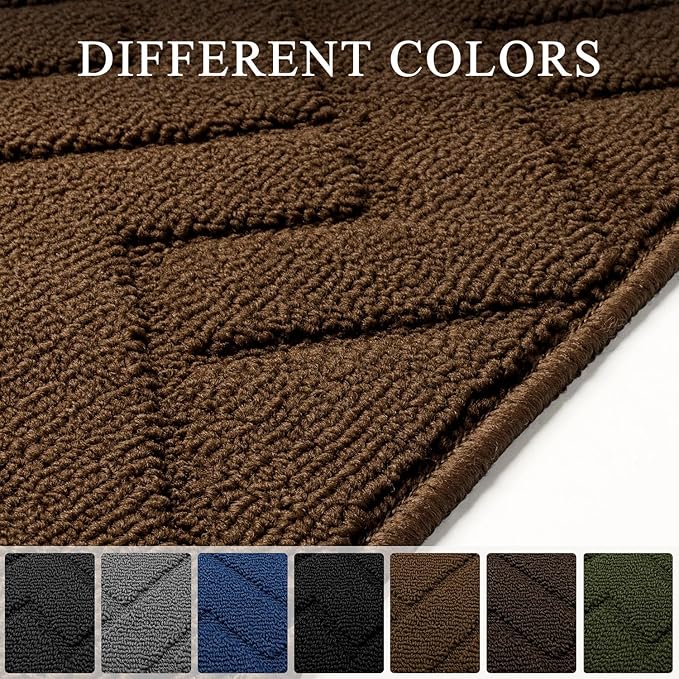 hicorfe Indoor Doormat,Front Back Door Mat Rubber Backing Non Slip Door Mats 24"x71" Absorbent Resist Dirt Entrance Doormat Inside Floor Mats for Entryway Washable Low-Profile(Dark Brown)
