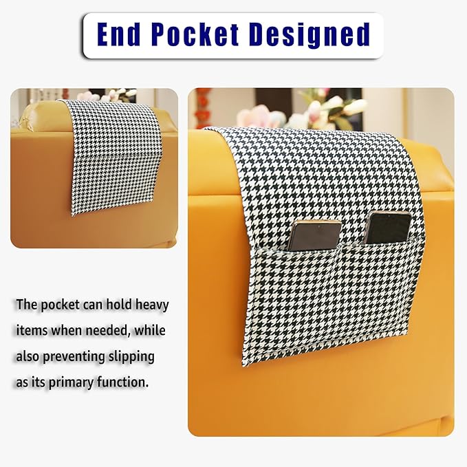 Non-Slip Head Pillow for Recliners - Neck Support Cushion with Velvet Cover for Pain Relief at Home, Office and Travel (Houndstooth)