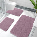 OLANLY Bathroom Rugs Sets 3 Piece, Soft Absorbent Chenille Bath Mats and U-Shaped Contour Toilet Rug, Quick Dry, Home Decor Accessories, Bath Mat Set for Bathroom (36"x24"+24"x16"+24"x20", Deep Plum)