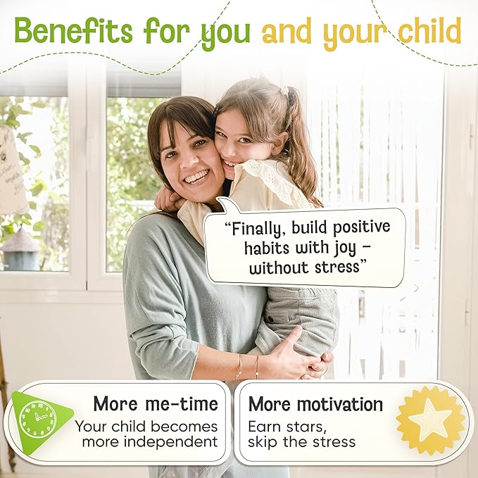 Magnetic Reward Chart for Kids with 280 Magnets - Behavior Chart for Kids at Home - Responsibility Reward Chart - Chore Chart - Visual Schedule - Ideal for Ages 3-9, Autism, ADHD - Green