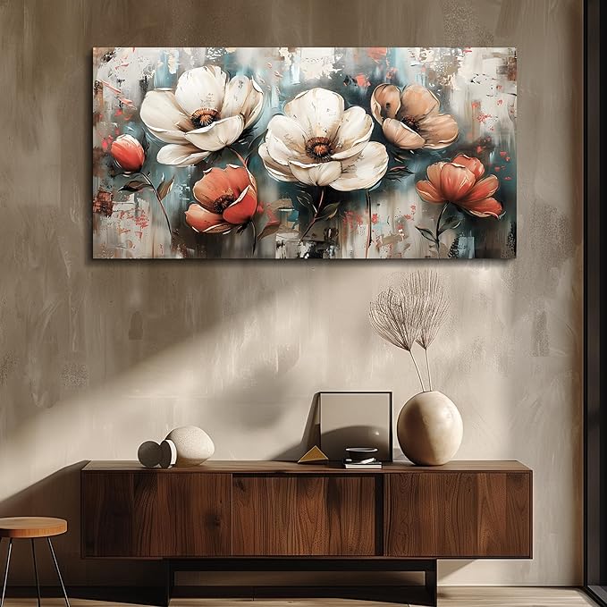 FUHAIHUA Canvas Wall Decor For Bedroom Wall Art For Living Room Office Decorations Boho Wall Paintings Flowers Landscape Pictures Artwork Aesthetic Posters kitchen Home Decor Ready To Hang 20x40 In
