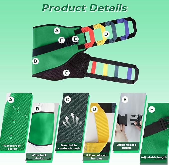 Transfer Belt Transfer Sling for Nursing Patients, Standing & Supports & Transfer Aids for Elderly, Gait Belt for Patient Care, Transfer Belt for Bedridden Patient