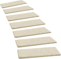 PURE ERA Carpet Stair Treads Ultra Plush 8 x 30 inch Soft Indoor Stair Protectors Pet-Friendly Non-Slip Skid Resistant Tape Free Washable Reusable(7 Pieces,Beige)