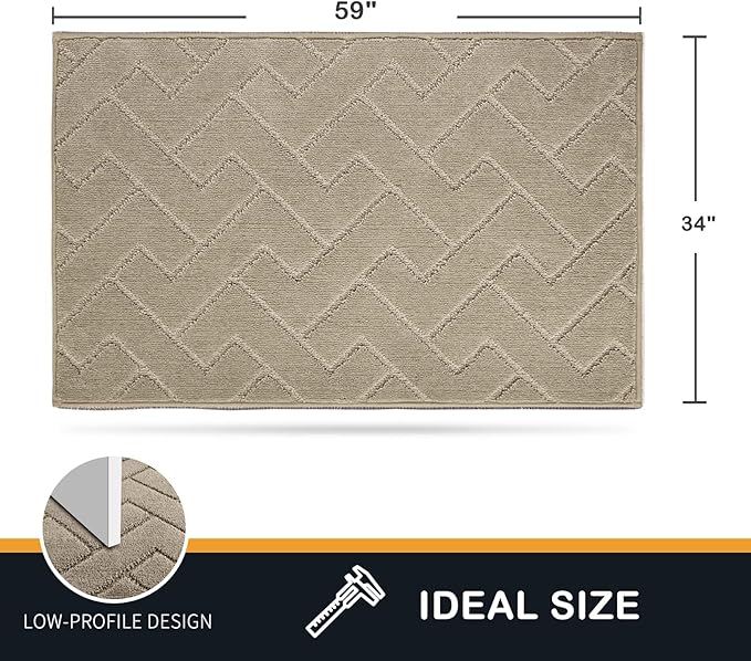 PURRUGS Dirt Trapping Door Mat 34" x 59", Non-Slip Machine Washable Entry Rug, Shoe Scraper, Dog Doormat, Super Absorbent Welcome Mat for Front & Back Door, Muddy Wet Shoes & Paws, Taupe