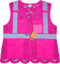 Lace-Mesh Safety Vest for Women & Men - Breathable, High Visibility Vest with Zipper & ANSI Class 2 Reflective Strips