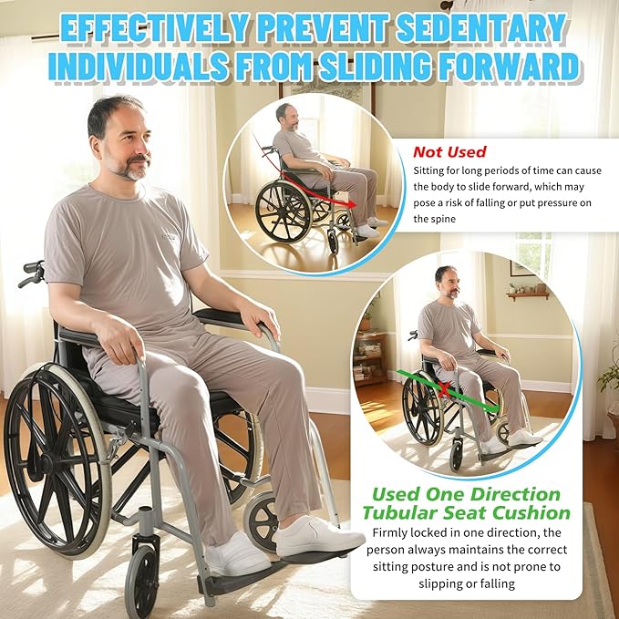 One Way Transfer Support Seat Cushion - Non-Slip Fall Prevention Pad for Elderly/Disabled Use on Wheelchairs, Chairs, Beds, and More - 17"x17"