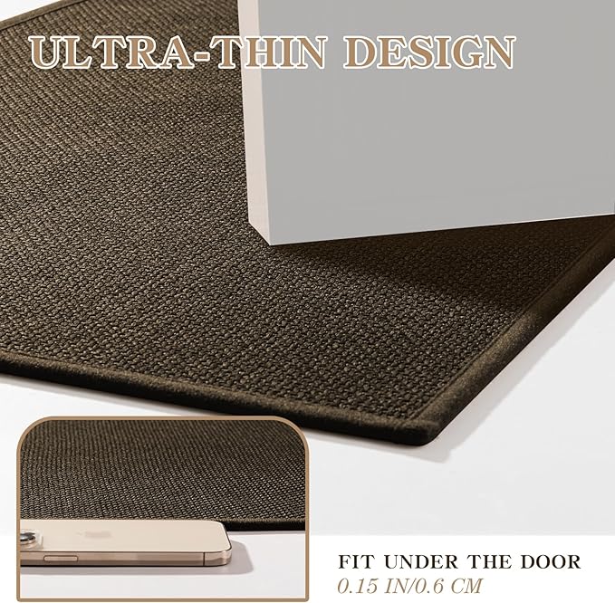 chakme Bathroom Rugs Mat 36x24, Ultra Thin Non Slip Bath Mat Large Quick Dry Absorbent Bath Mat for Bathroom Floor, (Brown, 36"x24")