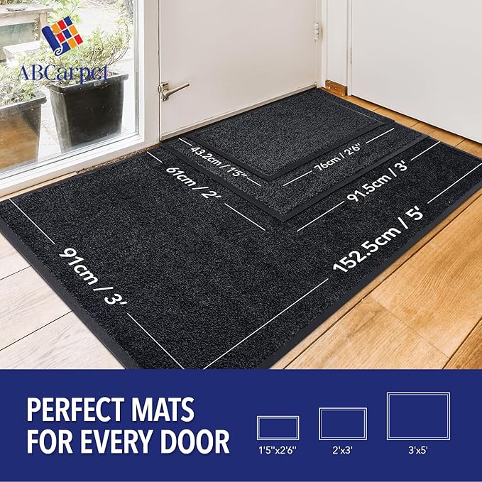 Entry Mat, Upgraded Non-Slip Inside Door Mats for Home Entrance, Ultra-Thin Super Absorbent, Machine Washable Indoor Door Mats for Front Back Door, Shoes, Paws, 1'5" x 2'6"