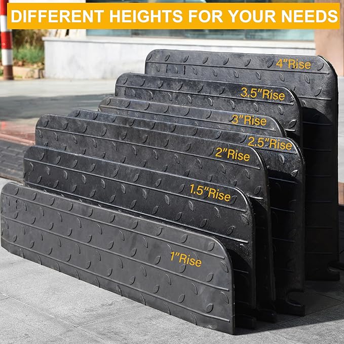 OrangeStar Rubber Threshold Ramp for Doorways, 3.5" Rise Non-Slip Wheelchair Ramp, 33000lbs Load Capacity, Rubber Curb Ramp for Wheelchair, Scooter