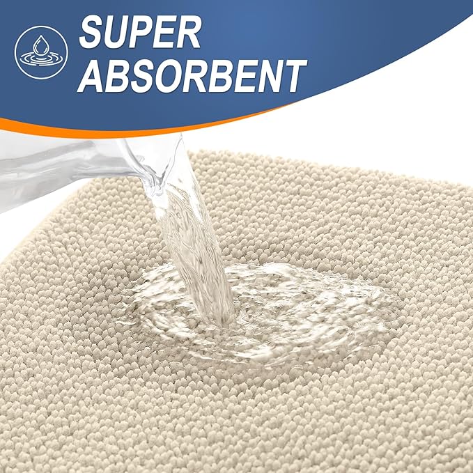 OLANLY Thick Memory Foam Bath Mat Rug 24x16, Extra Soft Absorbent Bathroom Rug, Quick Dry Bath Mats, Non-Slip, Machine Washable Carpet for Bathroom, Tub and Shower, Home Decor Accessories, Sand