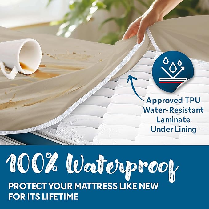 Guardmax Jersey Knitted Short Queen Zippered Mattress Encasement - Waterproof & Bed Bug Proof Mattress Protector - Comfortable, Soft, and Noiseless Zippered Bedding - Dust Mite Proof (60 x 75 x 12)