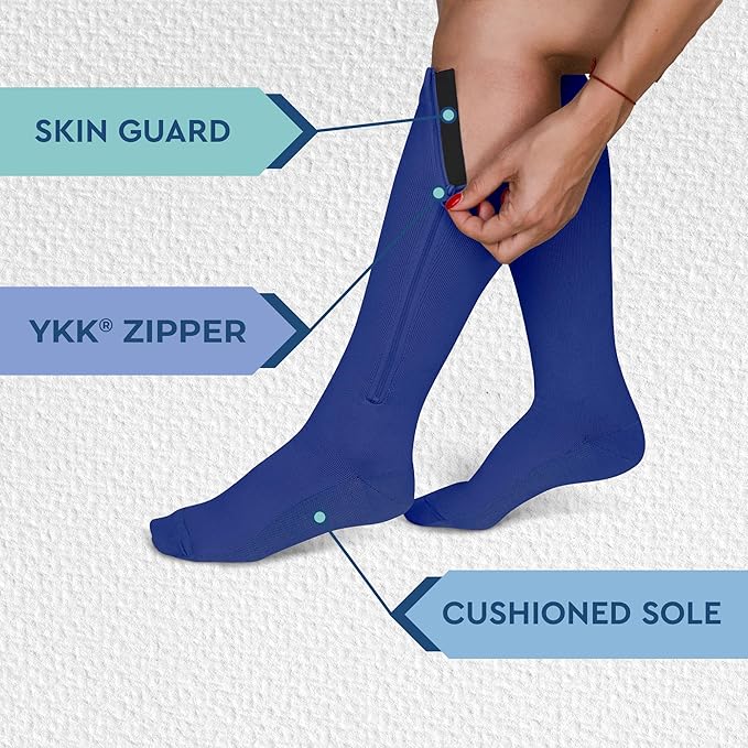 TheraMagic® Zipper Compression Socks for Men & Women, 20-30mmHg Closed Toe Graduated Zippered Compression Stocking