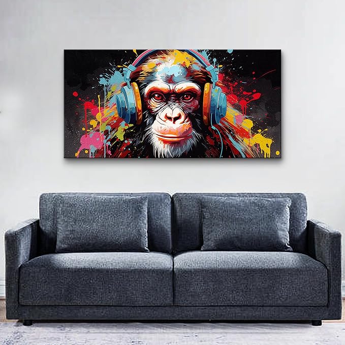 MHARTK66 Large Canvas Wall Art For Living Room Wall Decor For Office Bedroom Abstract Wall Decorations Wall Poster Colorful Gorilla Painting Pictures Home Walls Decor Artworks Ready To Hang 30X60