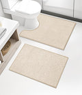 chakme Bathroom Rug Sets 2 Piece, Ultra Thin Bath Mat Quick Dry Bath Mat Set, Absorbent Bath Mats for Bathroom Non Slip Machine Washable, (Light Beige, 2 Piece)