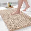 Yimobra Large Bathroom Rugs Non Slip Washable 36x24 Inch - Ultra Soft Absorbent Chenille Bath Mat, Quick Dry Shaggy Floor Carpet for Tub Shower, Light Brown Home Decor Accessories