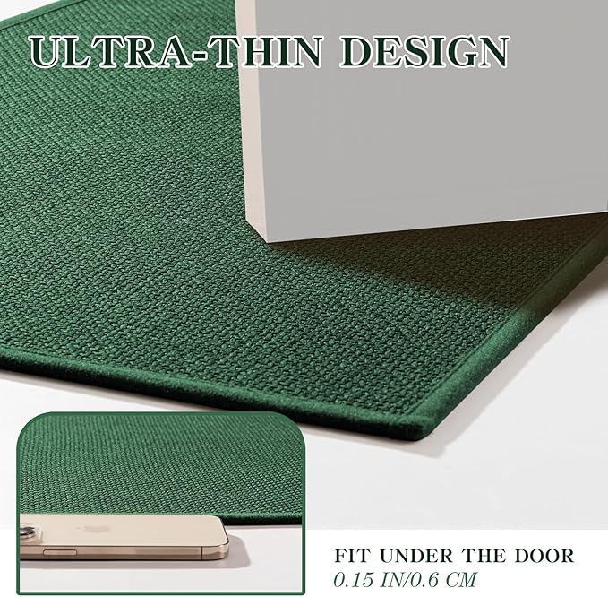 chakme Bathroom Rugs Mat 47x25, Ultra Thin Non Slip Bath Mat Large Quick Dry Absorbent Bath Mat for Bathroom Floor, (Green, 47"x25")