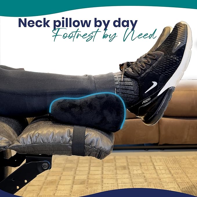 Memory Foam Headrest Pillow for Recliner – B-Shaped Neck Pillow with Stabilizer Strap, Non-Slip Backing, Soft Plush Fabric - Ultimate Neck Support and Pain Relief (Jet Black)