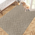 PURRUGS Easy Care Area Rug 4ft x 6ft, Non-Slip Machine Washable Entry Rug, Dog Door Mat, Stain Resistant Accent Rug for Hallway, Bedroom, Living Room and Mudroom, Taupe