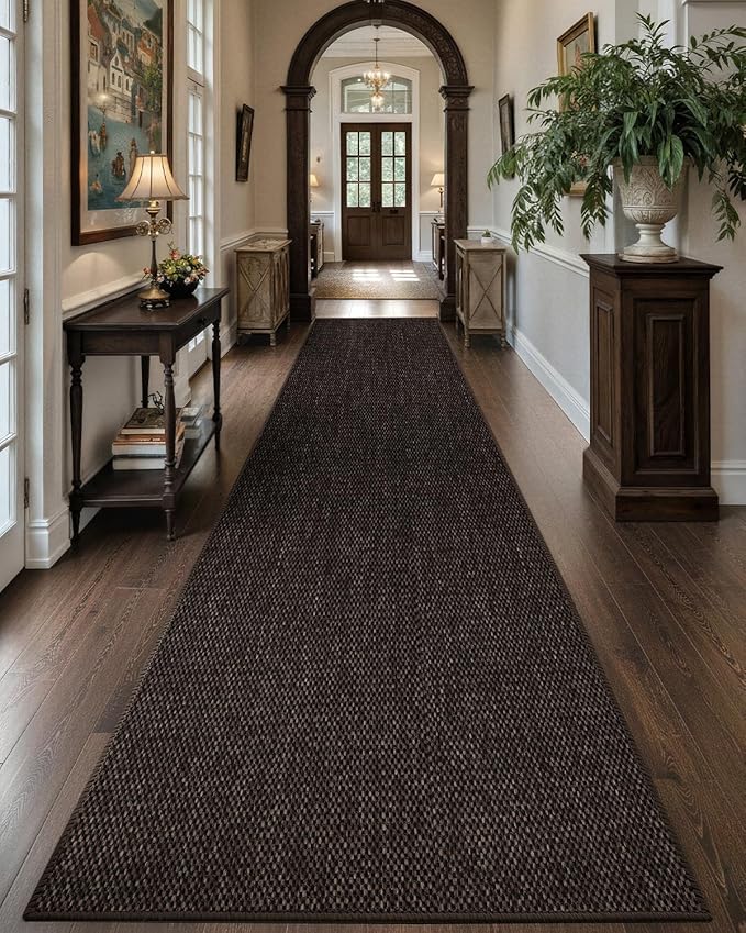 Color&Geometry Door Mat 3'x8' Runner Rug with Rubber Backing, Non Slip Washable Hallway Rug, Carpet Runners for Hallway Living Room Bedroom, Brown (Rolled-up NO Creases)