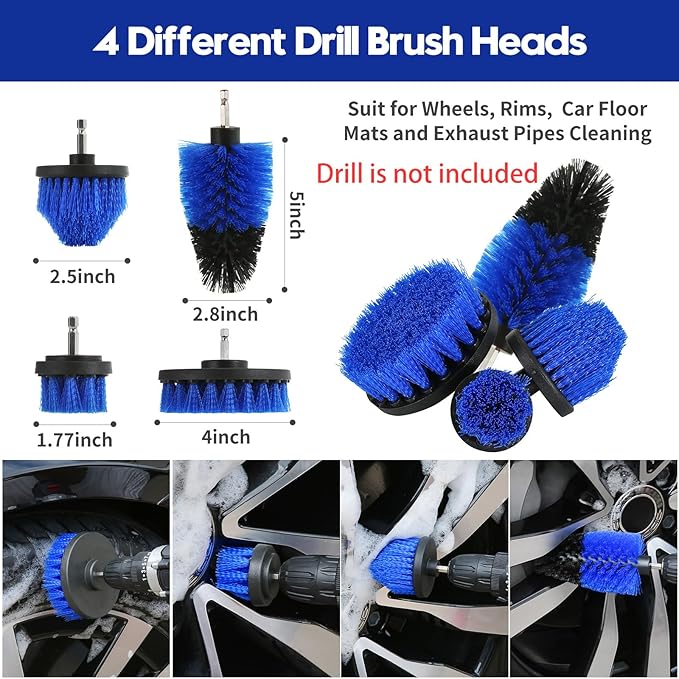34Pcs Car Detailing Kit, Car Detailing Brush Set, Car Wash Cleaning Kit, Car Detailing Brushes, Professional Car Care Kit for Interior Exterior Wheels, Blue