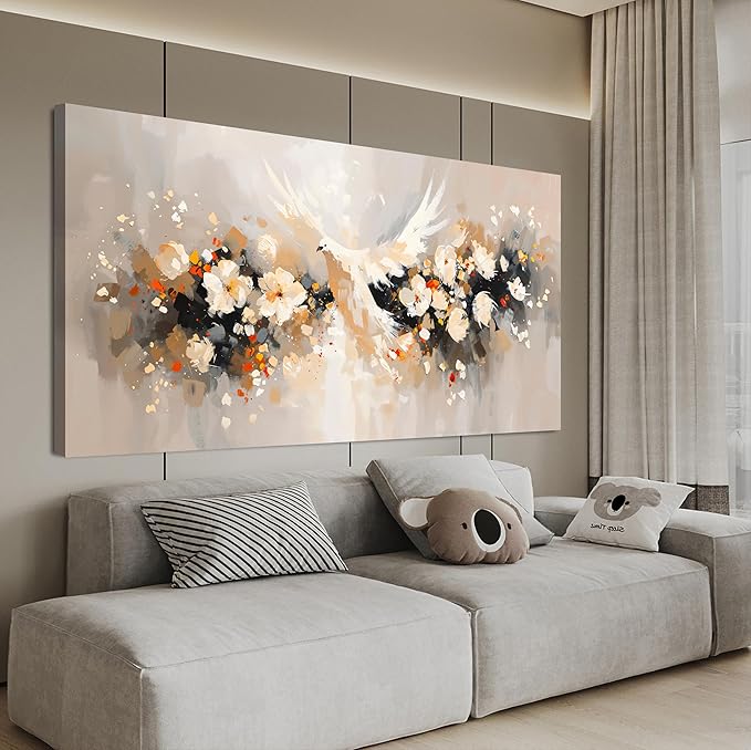 AIXMGSJS Large Canvas Wall Art Decor Wall Art Pictures for Living Room Colorful Flowers Wall Art Prints Artwork for Walls Dove of Peace Wall Art Art Work for Wall Decor Bedroom Office Decor 24" X 48"