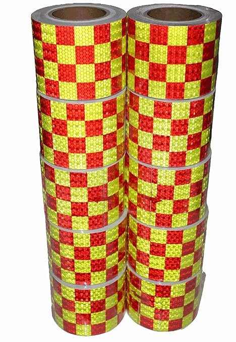 Reflective Tape 4 inch X 66 feet X 10 Rolls, Outdoor Waterproof Hazard Conspicuity Safety Warning Industrial Marking Tape
