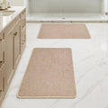 MIULEE Set of 2 Ultra Thin Bathroom Rugs, Rubber Bath Mats for Bathroom Non Slip, Quick Dry Absorbent Bath Rug Machine Washable, Fit Under Door, Shower, Sink, Home Decor, Beige, 17x27 Inch