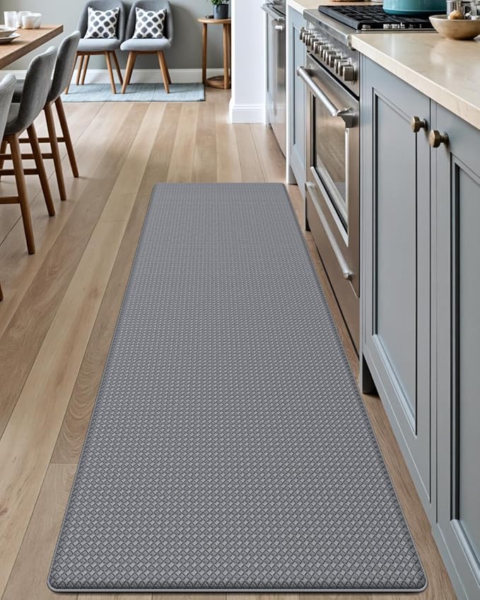 DEXI Kitchen Floor Mats Cushioned Anti Fatigue,17x59, Standing Runner Rug Waterproof, Comfort Memory Foam Padded for Front Sink Laundry, Grey