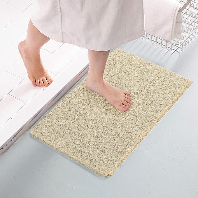 Joyhalo Shower Mat Bathtub Mat Non Slip, Bathmats Non Slip, Quick Drying Foot Scrubber Loofah Mats for Shower, Tub, Bathroom, Home, 17x24inch, Beige