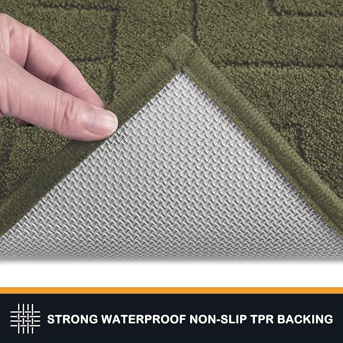 PURRUGS Dirt Trapping Door Mat 24" x 35.5", Non-Slip Machine Washable Entry Rug, Shoe Scraper, Dog Doormat, Super Absorbent Welcome Mat for Front & Back Door, Muddy Wet Shoes & Paws, Sage Green