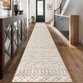 KUTA Long Hallway Runner Rug 2.6x18 Non-Slip Washable, Moroccan Vintage Beige Boho Kitchen Rugs Ultra Soft Distressed Geometric Floor Carpet Runners for Bedroom Laundry Stairway Entryway