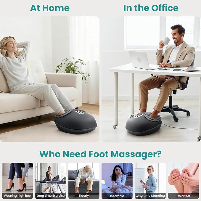 Nekteck Shiatsu Foot Massager with Heat [2026 Upgraded], FSA Eligible Deep Kneading Therapy Air Compression, HSA Feet Massage for Plantar Fasciitis, Improve Blood Circulation Foot Wellness Pain Relief