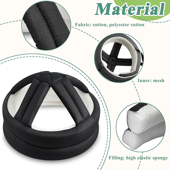 Woanger 1 Pcs Anti Fall Elder Head Safety Helmet for Adults Special Needs Thick Soft Protective Hat Adjustable Seniors Fall Prevention Head Protection Cap Elderly Helmet for Injury Protection (Black)