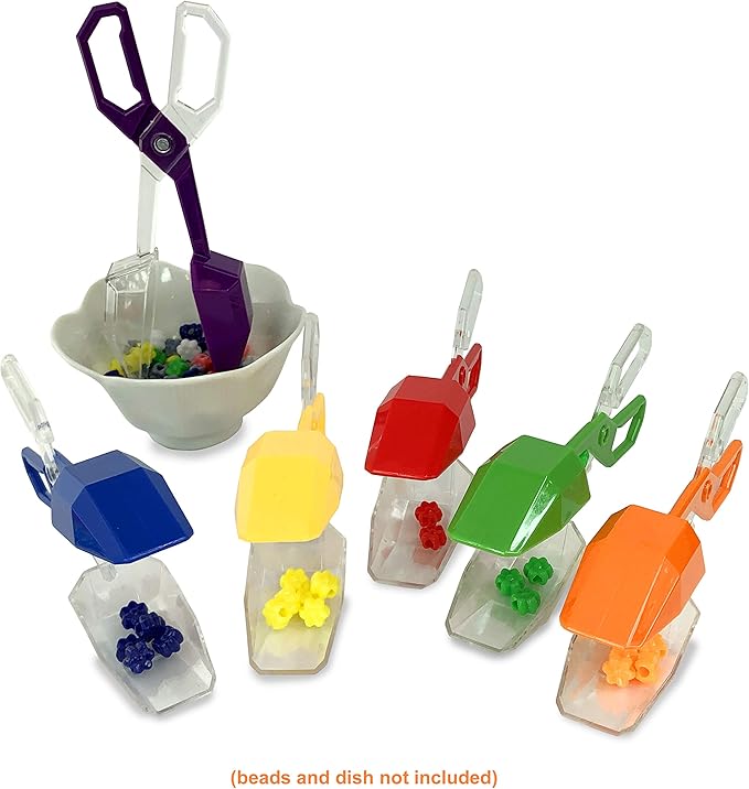 Skoolzy Jumbo Rainbow Tongs 6 Piece Set - Fine Motor Skills Handy Scoopers Rainbow Color Sorting Toys Bug Insect Catcher Small Toys Scooper Sensory Learning Tools Skill Development for Kids