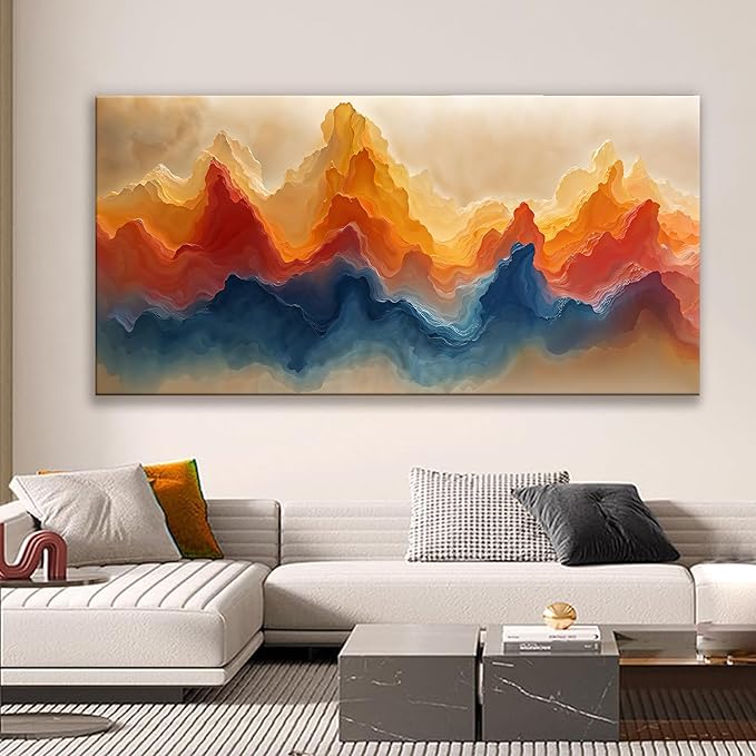 Suconvng Large Abstract Wall Art For Living Room Modern Canvas Decorations Maximalist Colorful Canvas Wall Art Decor Prints Picture For Bedroom Kitchen Office Home Wall Decor Artwork 29" × 58"