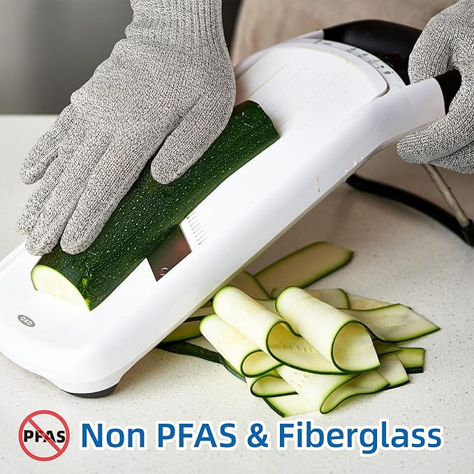 Schwer 2 Pairs ANSI A9 Cut Resistant Gloves, Food Grade Reliable Cutting Glove, Mandoline Glove for Kitchen Meat Cutting, Oyster Shucking, Fish Fillet Processing, Non-PFAS, PR1501-G, M