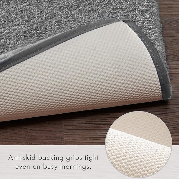 Madison Park Marshmallow Bathroom Rug Non Slip, Luxrurious Plush Bath Mat, Absorbent, Quick Dry, Spa Design Bath Room Décor, 20x30, Grey