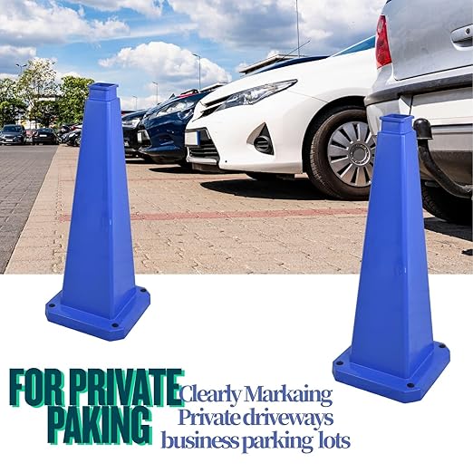 BESEA 3 Pack 28" Bright Blue Traffic Safety Cones with Weighted Base, High-Visibility Parking Cones for Driveways, Business Parking Lots, Garages, Indoor/Outdoor Use