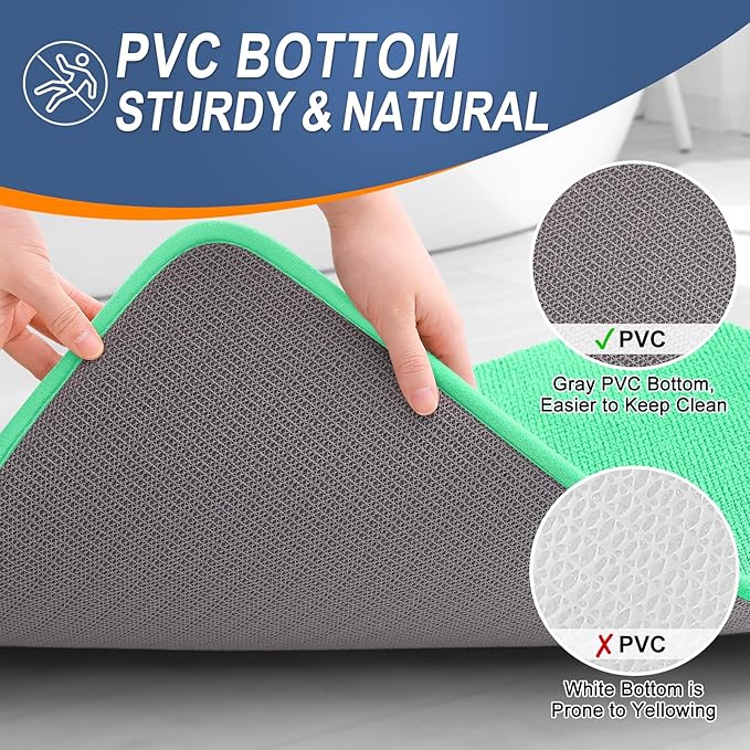 OLANLY Thick Memory Foam Bath Mat Rug 30x20, Extra Soft Absorbent Bathroom Rug, Quick Dry Bath Mats, Non-Slip, Machine Washable Carpet for Bathroom, Tub and Shower, Home Decor Accessories, Mint Green