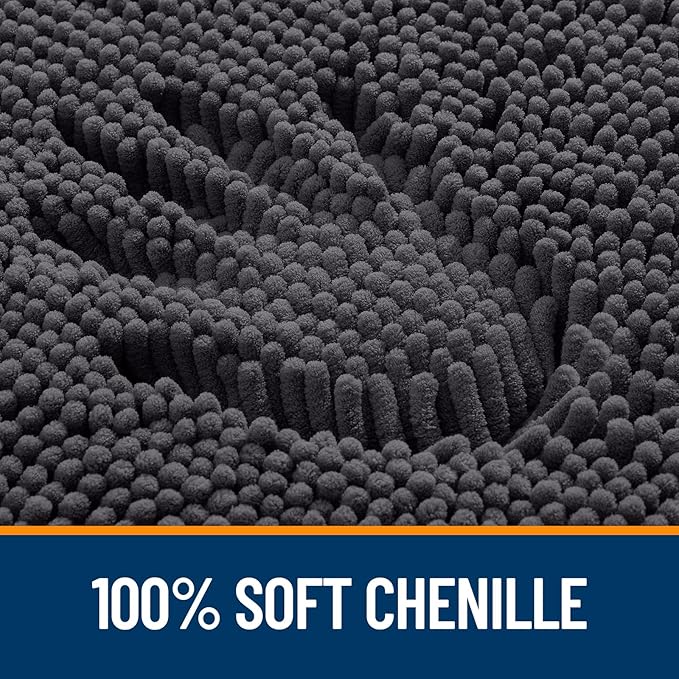 OLANLY Bathroom Rugs 40x24, Extra Soft Absorbent Chenille Bath Rugs, Rubber Backing Quick Dry, Machine Washable Bath Mats for Bathroom Floor, Tub and Shower, Home Decor Accessories, Dark Grey