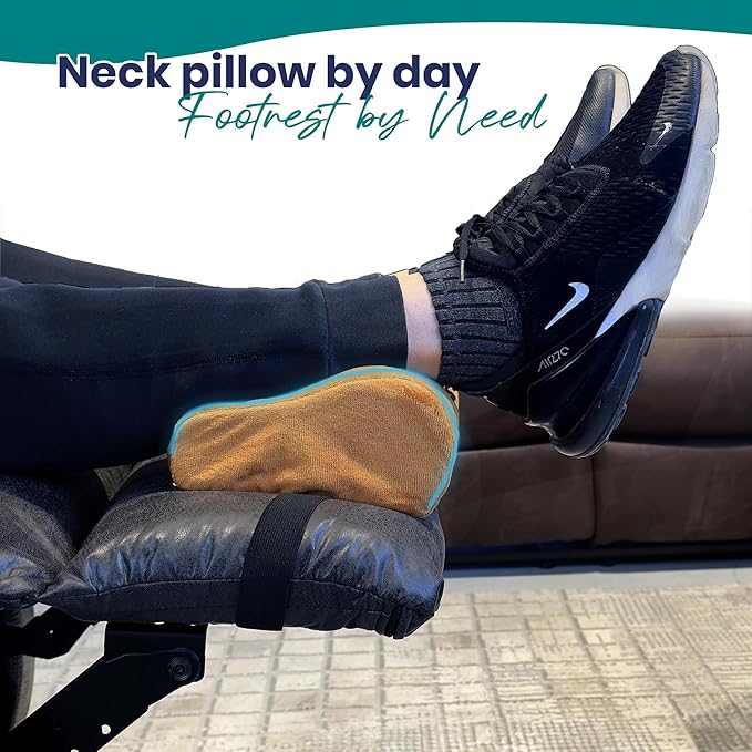 Memory Foam Headrest Pillow for Recliner – B-Shaped Neck Pillow with Stabilizer Strap, Non-Slip Backing, Soft Plush Fabric - Ultimate Neck Support and Pain Relief (Dark Brown)