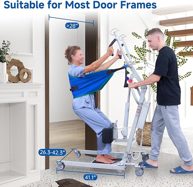 Stand Up Electric Patient Lift, Sit to Stand, Electric Power Patient Lift, Full Body Patient Transfer Lifter for Home Use and Facilities, 400 lb. Weight Capacity. Rechargeable Battery