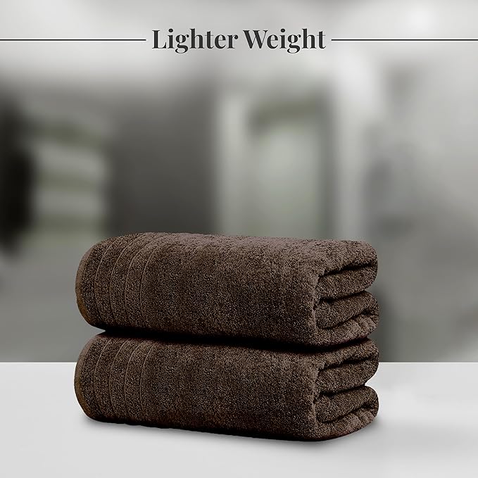 Tens Towels Pack of 8 Towels Set, 2 Extra Large Bath, 2 Hand, 4 Washcloths, 100% Cotton, Lighter Weight, Quicker to Dry, Super Absorbent, Perfect for Bathroom, Brown
