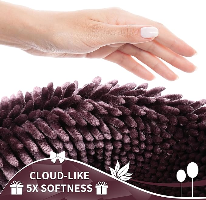 Yimobra Bathroom Rugs Sets 2 Piece, Soft Absorbent Bath Mat and U-Shaped Toilet Rug with Non Slip Backing, Luxury Shaggy Bath Mats for Bathroom, Machine Washable, 31.5"x20"+24"x20", Dark Purple